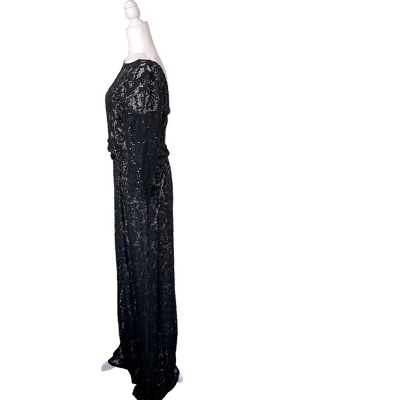 Emma Street Lace Gown with Sash Three-Quarter Sleeves Dress Black Color … - Picture 7 of 12